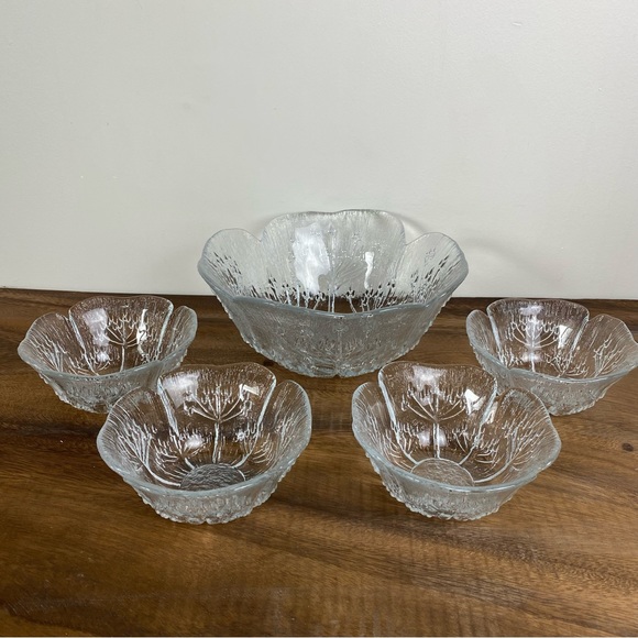 Dansk Floriform Glass Cow Parsley Salad Bowl Set, Mantasala Finland - Picture 1 of 12